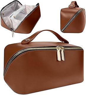 شنطة مكياج للنساء من زاسرفير للسفر بسعة كبيرة محمولة مسطحة الفتحة مقاومة للماء يمكن أن تستوعب مستلزمات التجميل ومستحضرات