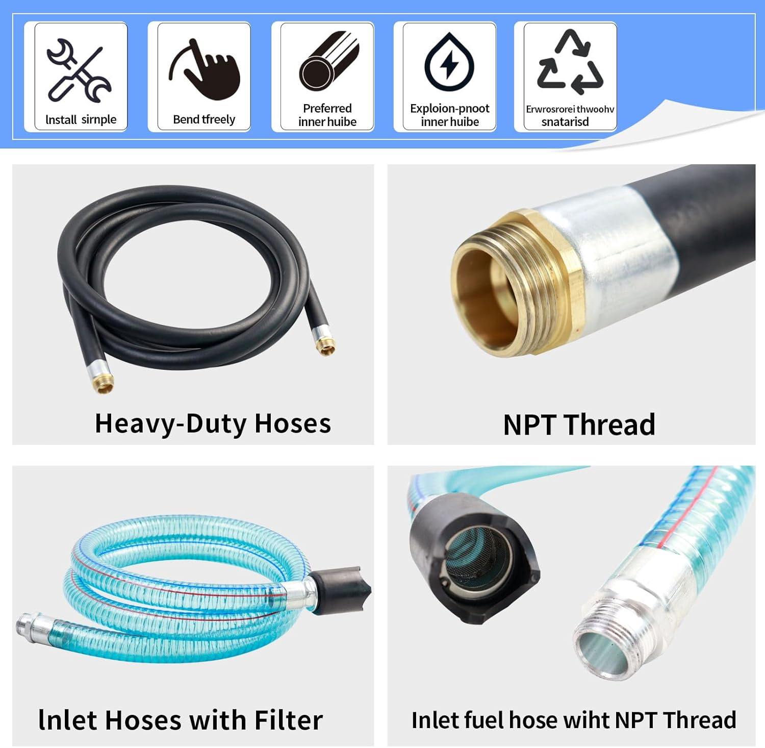 AC110-120V Volt Electric Fuel Transfer Pump, Mechanical Meter, Fuel Hose,AUTO Fuel Nozzle,Filter,NPT Connect Fitting,12 GPM Diesel Transfer Pump with Handle for Transferring Diesel,Kerosene