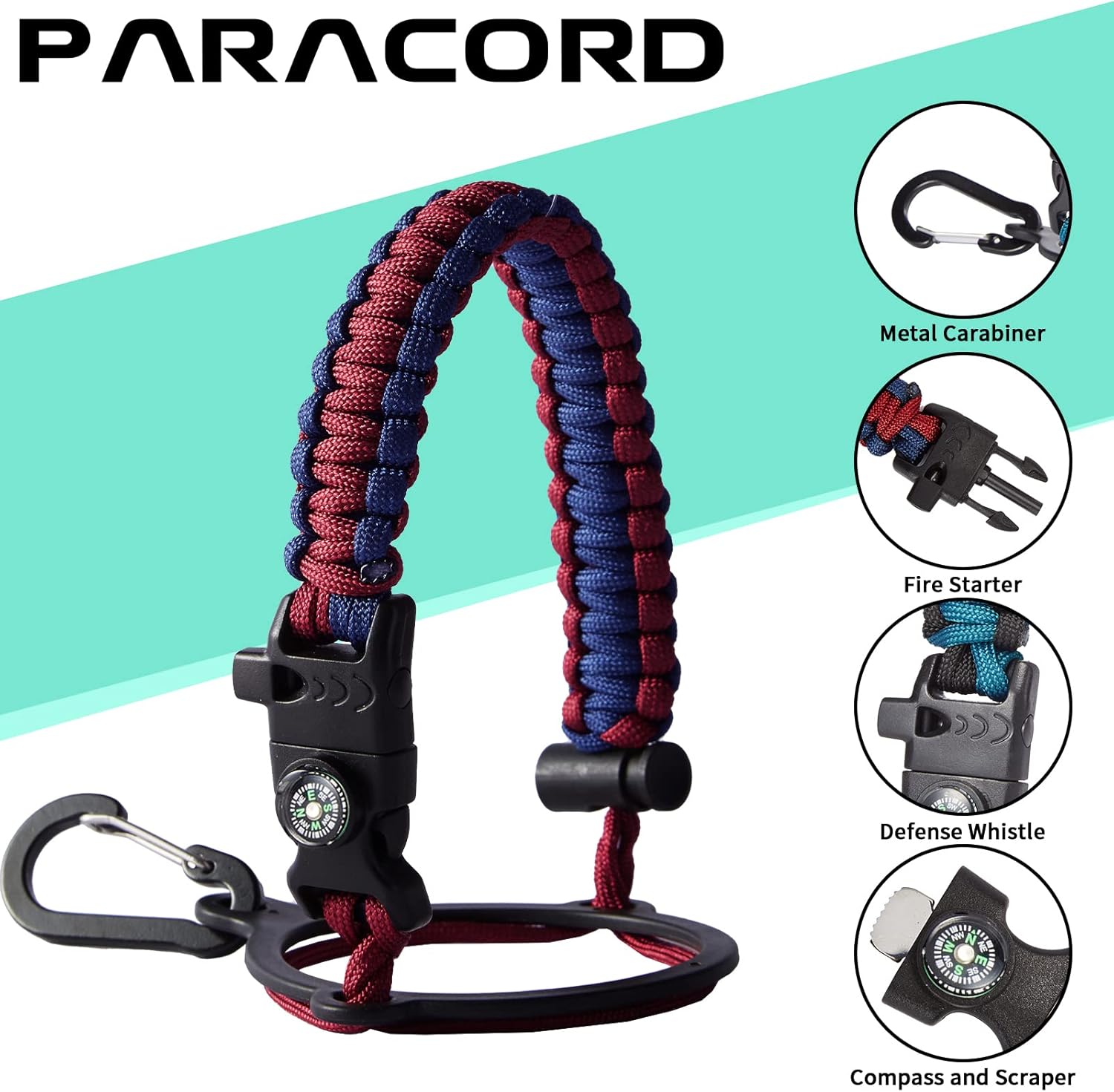 40OZ Stainless-steel Water-Bottle with Straw - Pop-up Spout & Straw Lids, Survival Paracord Handle, Storage Sleeve & Cup Mat, Leak Proof Reusable Insulated Men Women Water Jug for Gym Workout - Image 5