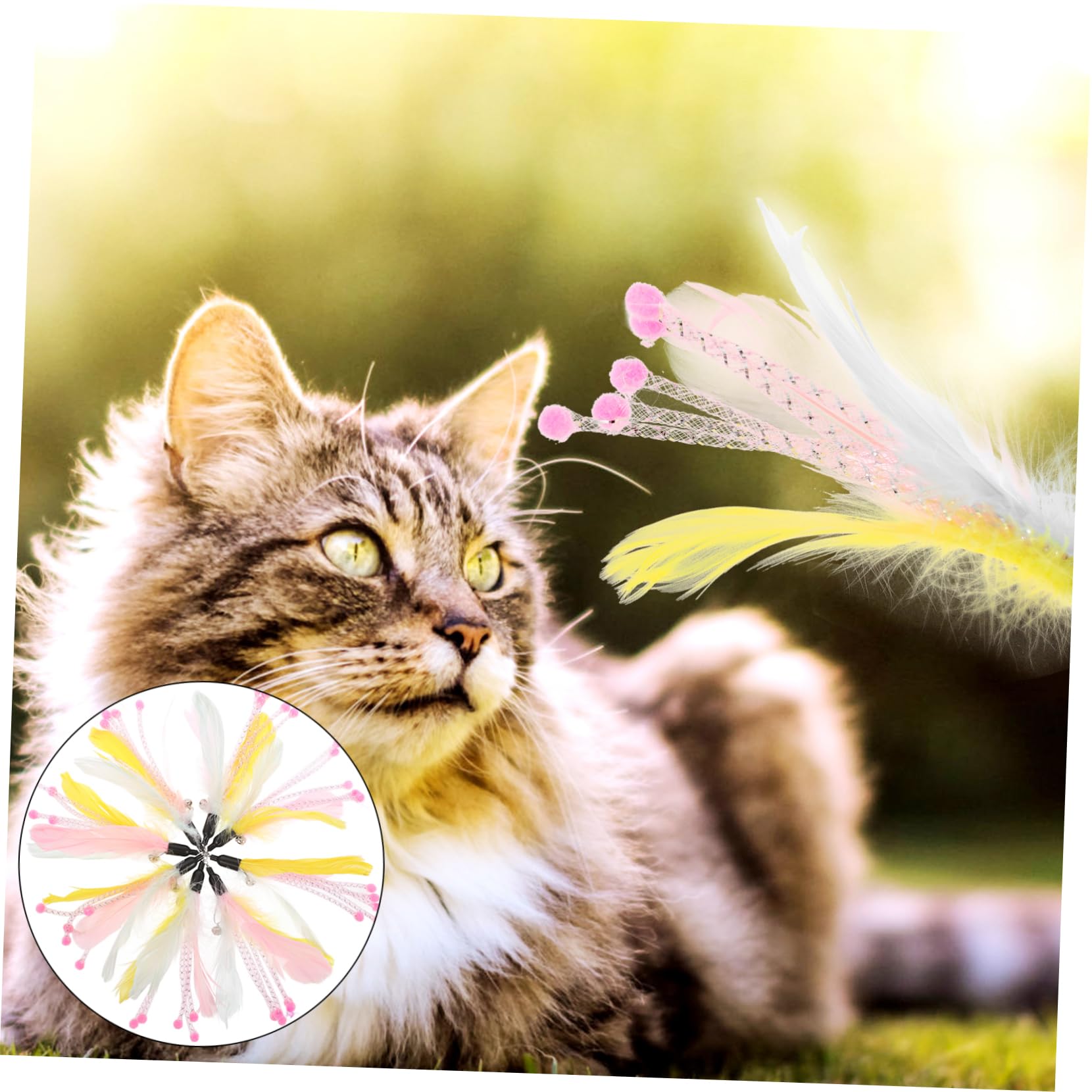 Yardwe 32stücke Teiliges Katzenspielzeug Federköpfen Interaktive Spielzeuge Für Katzen Kompatibel Mit Katzenangeln Und Spielstäben Fördert Aktives Spielverhalten Und Sorgt Für Spaß