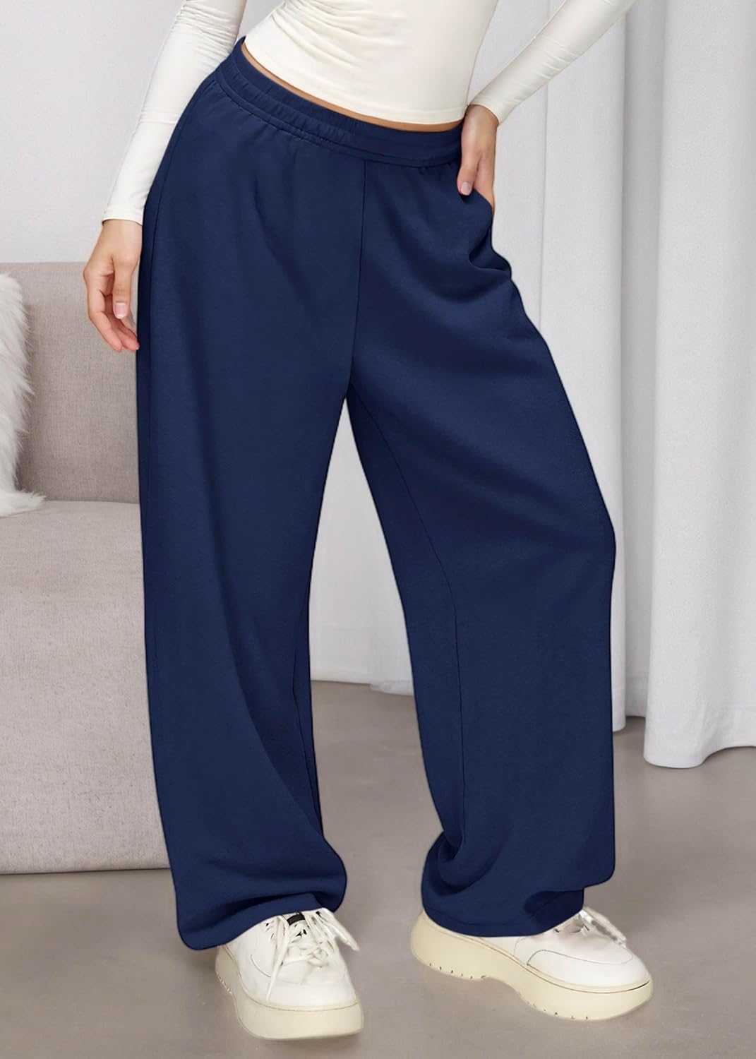 KIRUNDO Sweatpants Women 2025 Fall Baggy Wide Leg Lounge Pants Casual Elastic High Waisted Workout Joggers with Pockets - Image 4