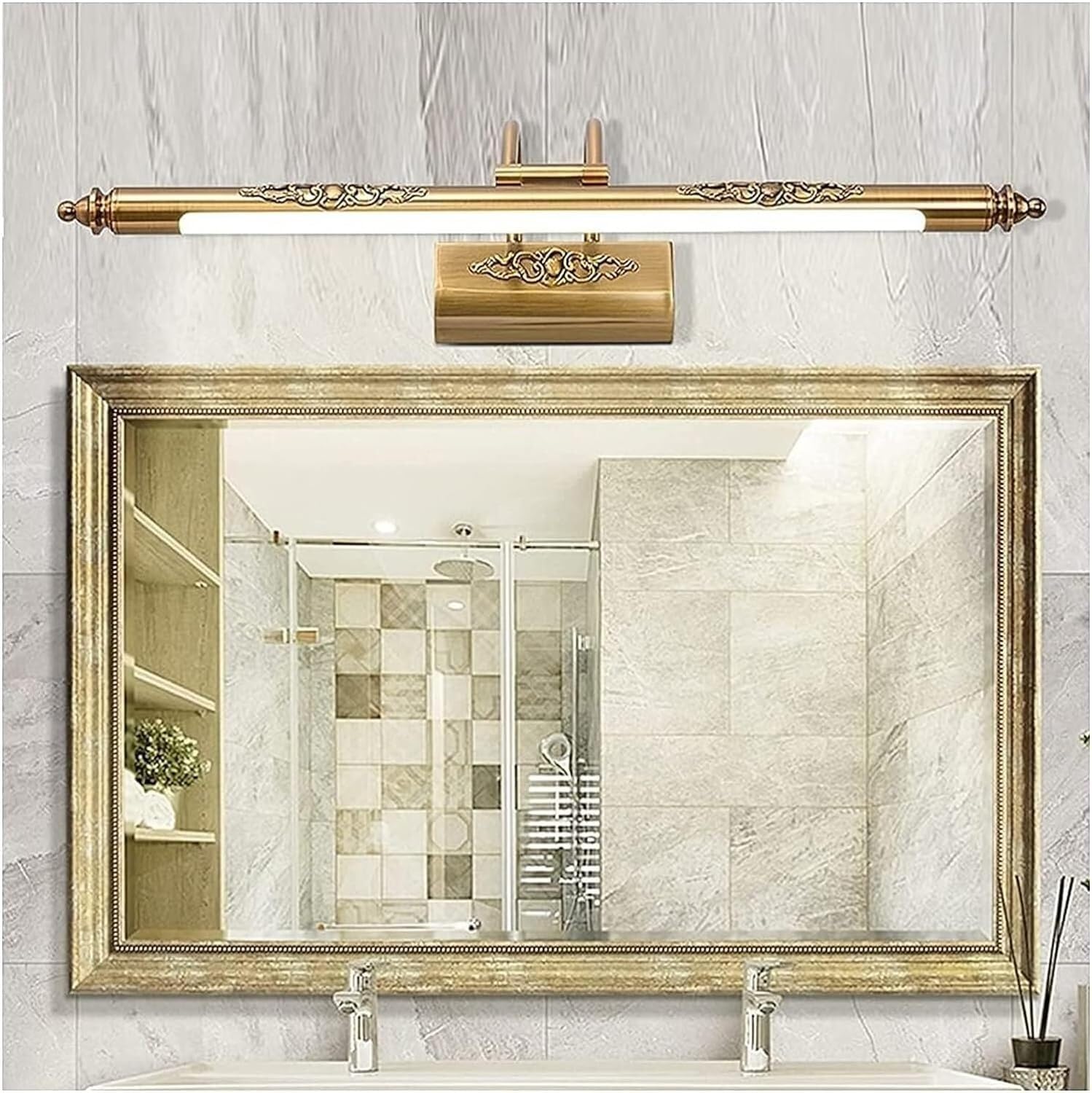 ASerZenith Mirror Front Lights European Style Household Long Strip Bathroom Led Cabinet Lamp Bedside,65Cm