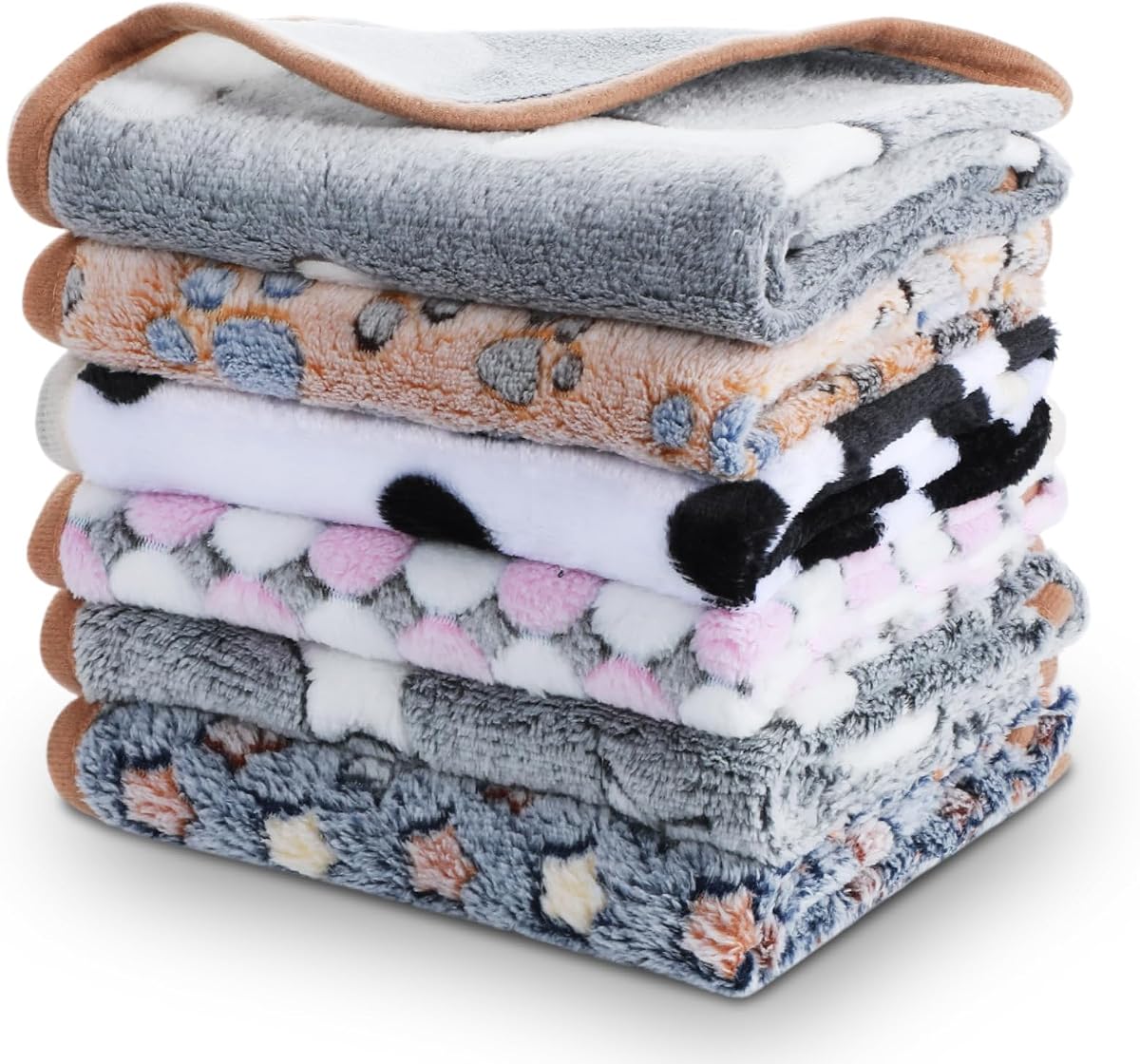 6 Pcs Guinea Pig Blankets - Soft Flannel Fleece Bedding, Washable & Reversible Small Animal Cage Liners for Hamster, Rabbit, Chinchilla (16"x24", Multi-Color)