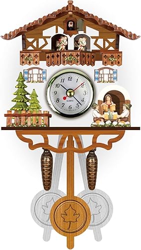 Reloj de pared de madera preciso reloj colgante de madera estilo nórdico antiguo adornos decorativos para sala de estar 4