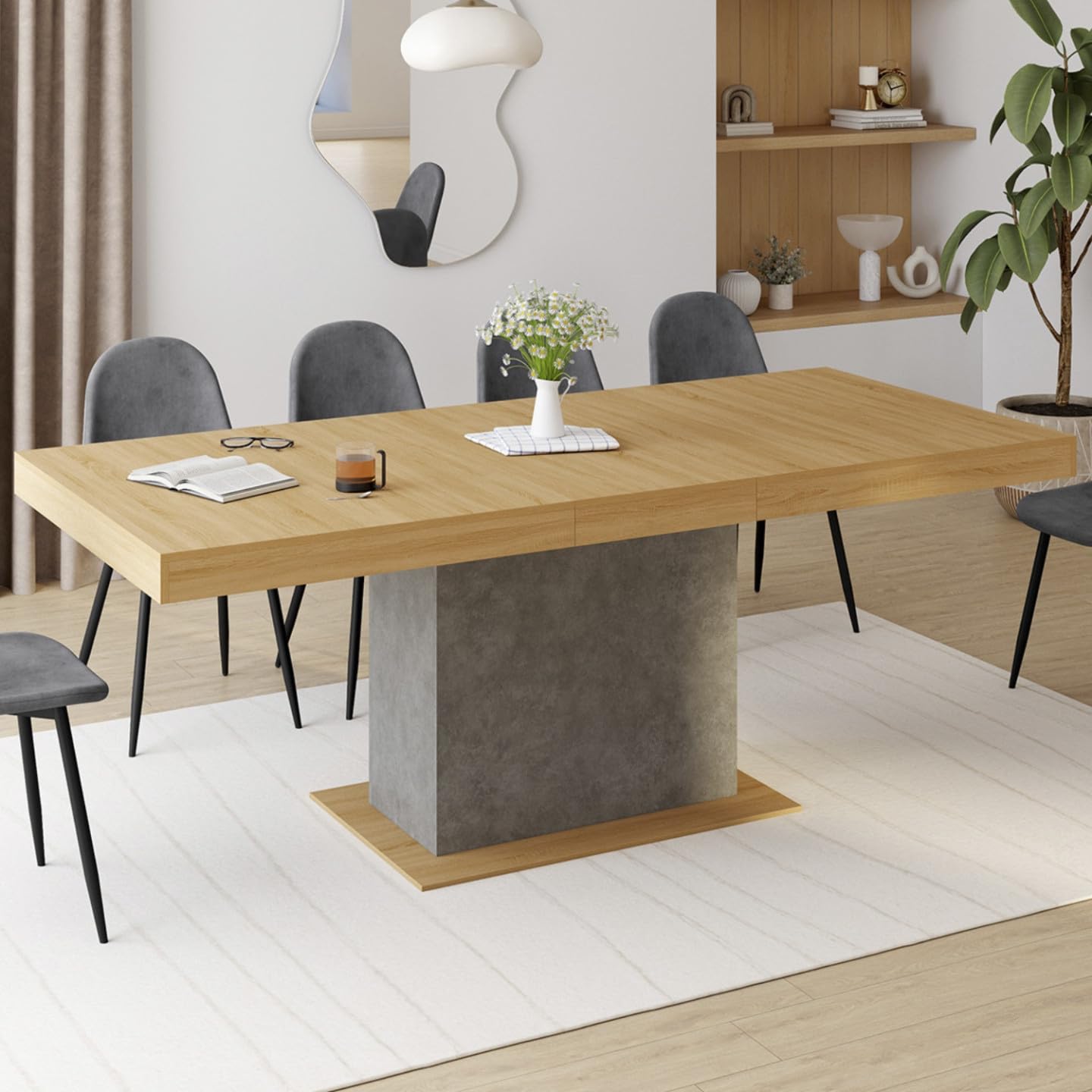 IDMarket - Table à Manger Extensible Rectangle Eden 160-200 cm Effet béton