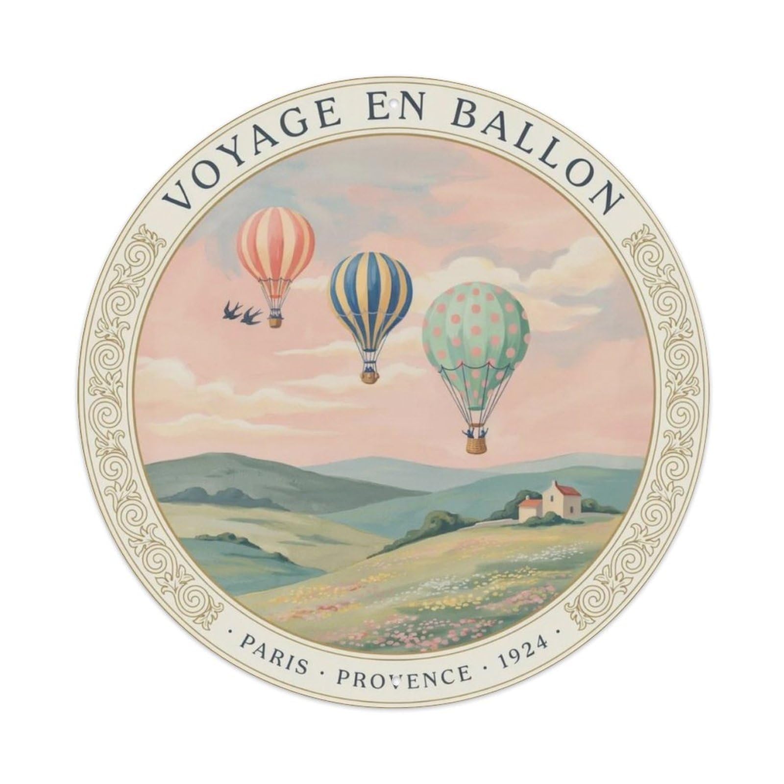 Vintage Hot Air Balloon Metal Tin Sign Plaque