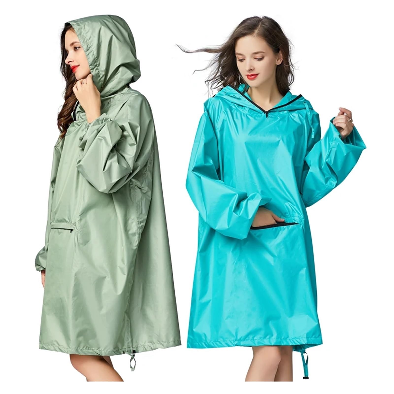 Mantellina Pioggia Adulto Poncho impermeabile elegante da donna con cappuccio e maniche