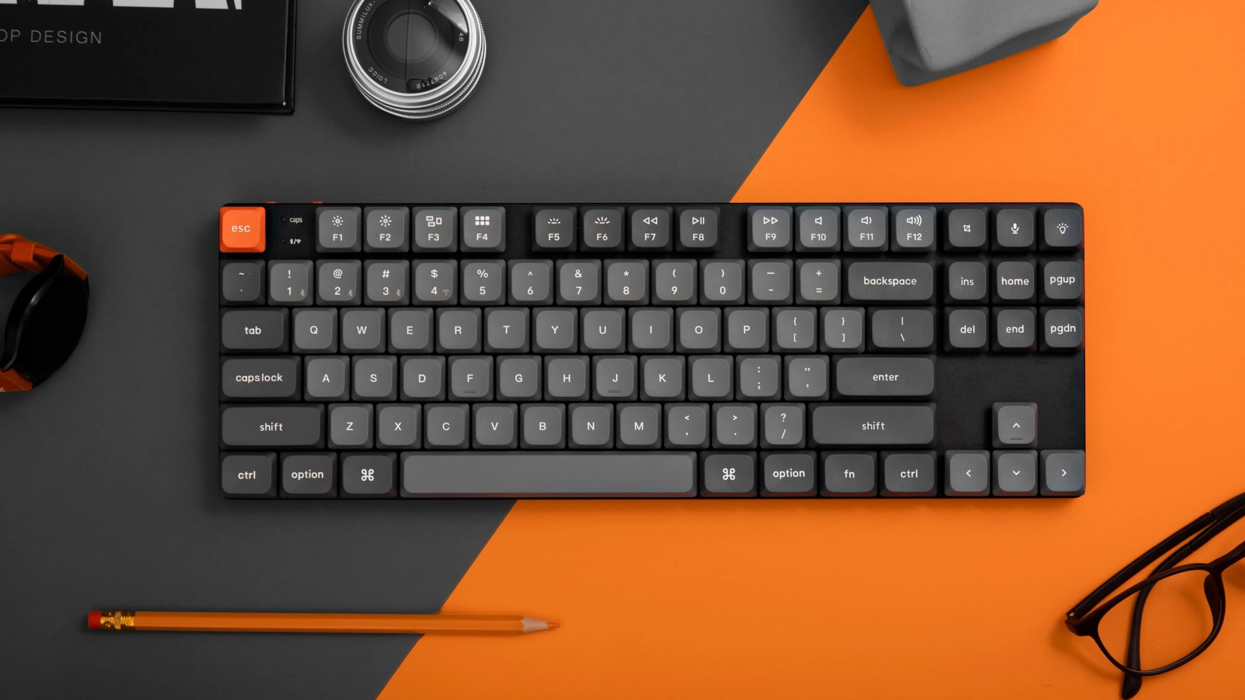 Keychron K1 Version 6 Tastiera meccanica wireless, Bluetooth/USB-C, RGB, Hot-swap, QMK/VIA Macro programmabili, PBT Keycaps, Per Mac Windows, Gateron 2.0 Red Switch