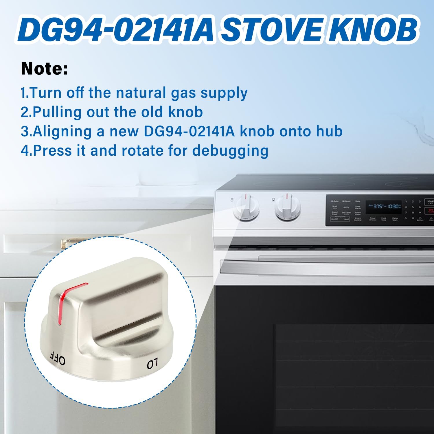 5PCS DG94-02141A Range Burner Knob Fit for Samsung, Replacement AP6329515 PS12394473 EAP12394473