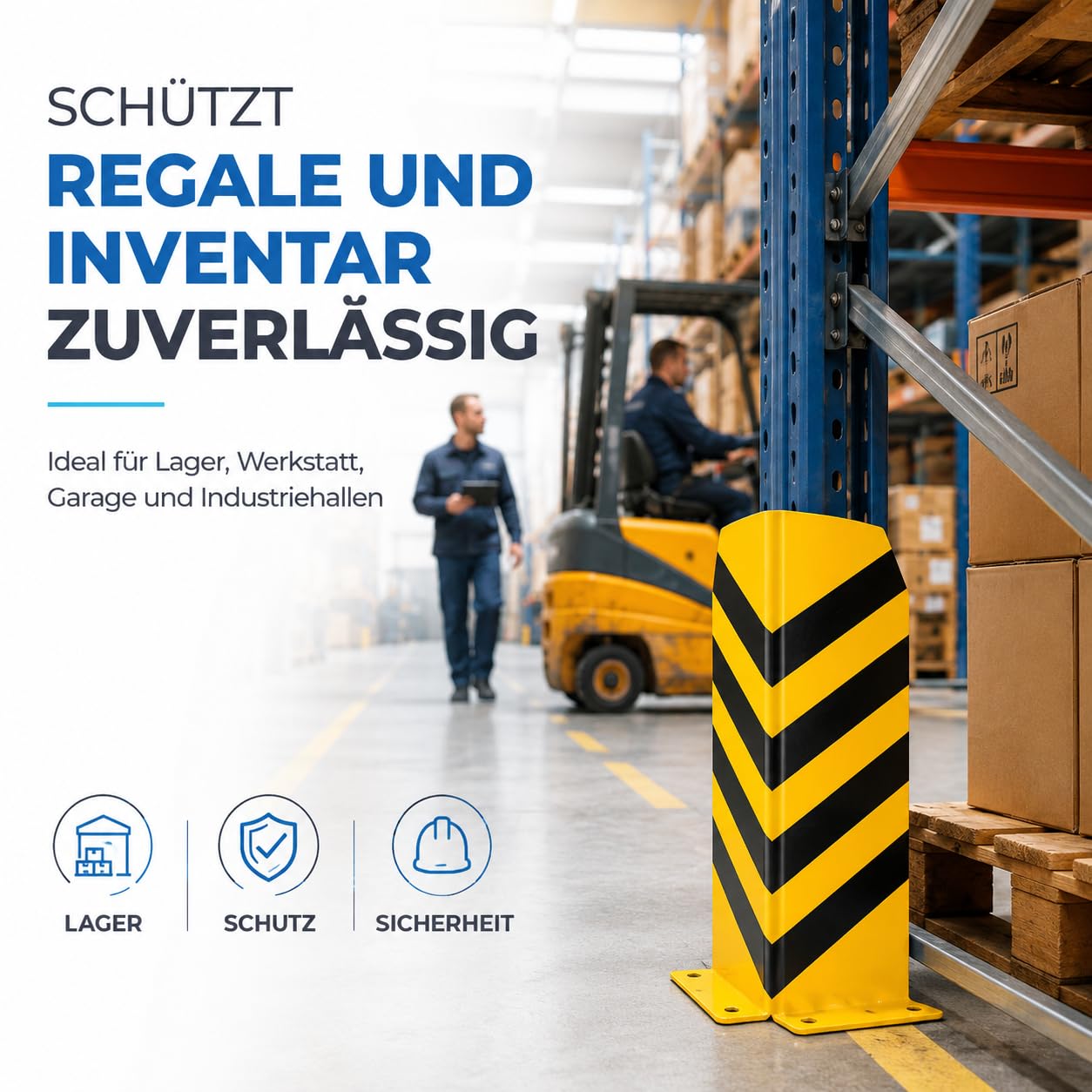 TK Gruppe Timo Klingler Lagerschutz - Eckschutz 60 cm Höhe Lagerschutz - Stahl - Winkel Rammschutz & Rammecke Anfahrtschutz für Regal & Hochregale & Einfahrt & Hof & Garage (60 cm Höhe)