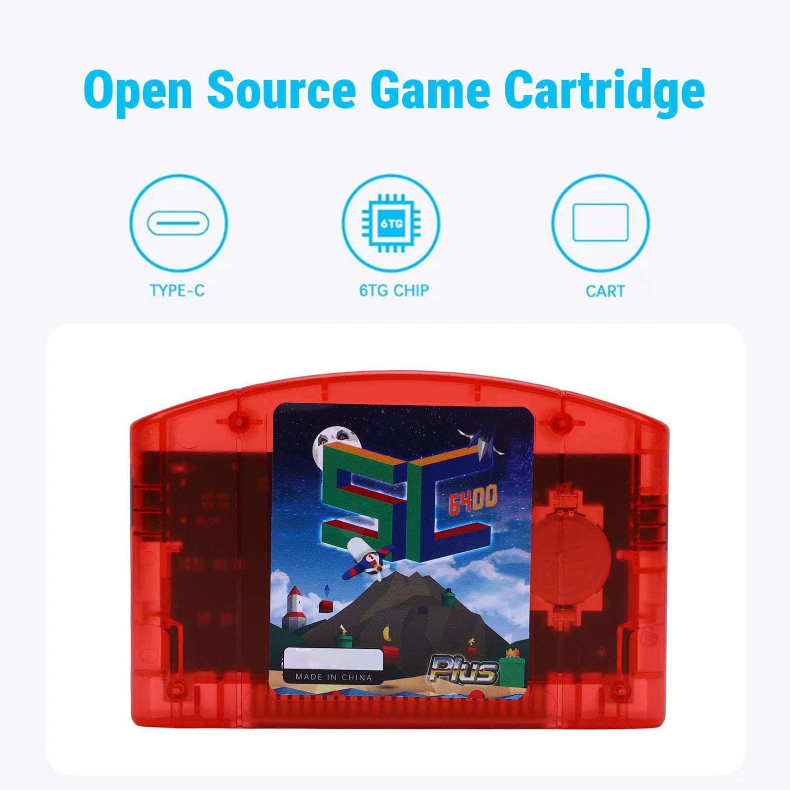 GOWENIC Cartuccia di Gioco Retro HD N64 da 64 MB |Scheda di Lettura Rapida Open Source con Salvataggio Automatico per Console N64 (Rosso Trasparente)