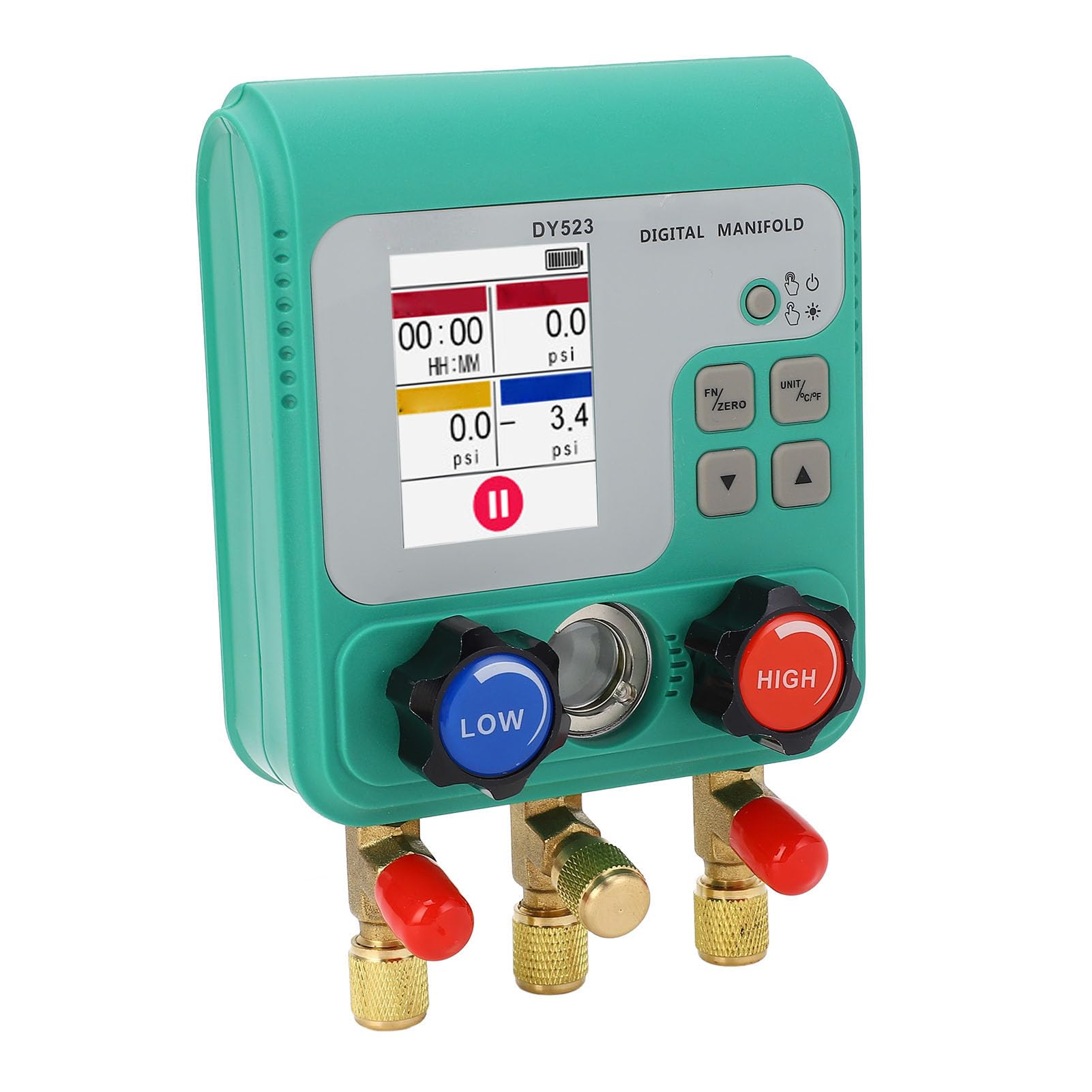 Fafeicy Car AC Vacuum Pressure Gauge, Refrigeration Digital Manifold Gauge Meter HVAC Vacuum Pressure Temperature Tester Kit for, Electromechanicalgauge