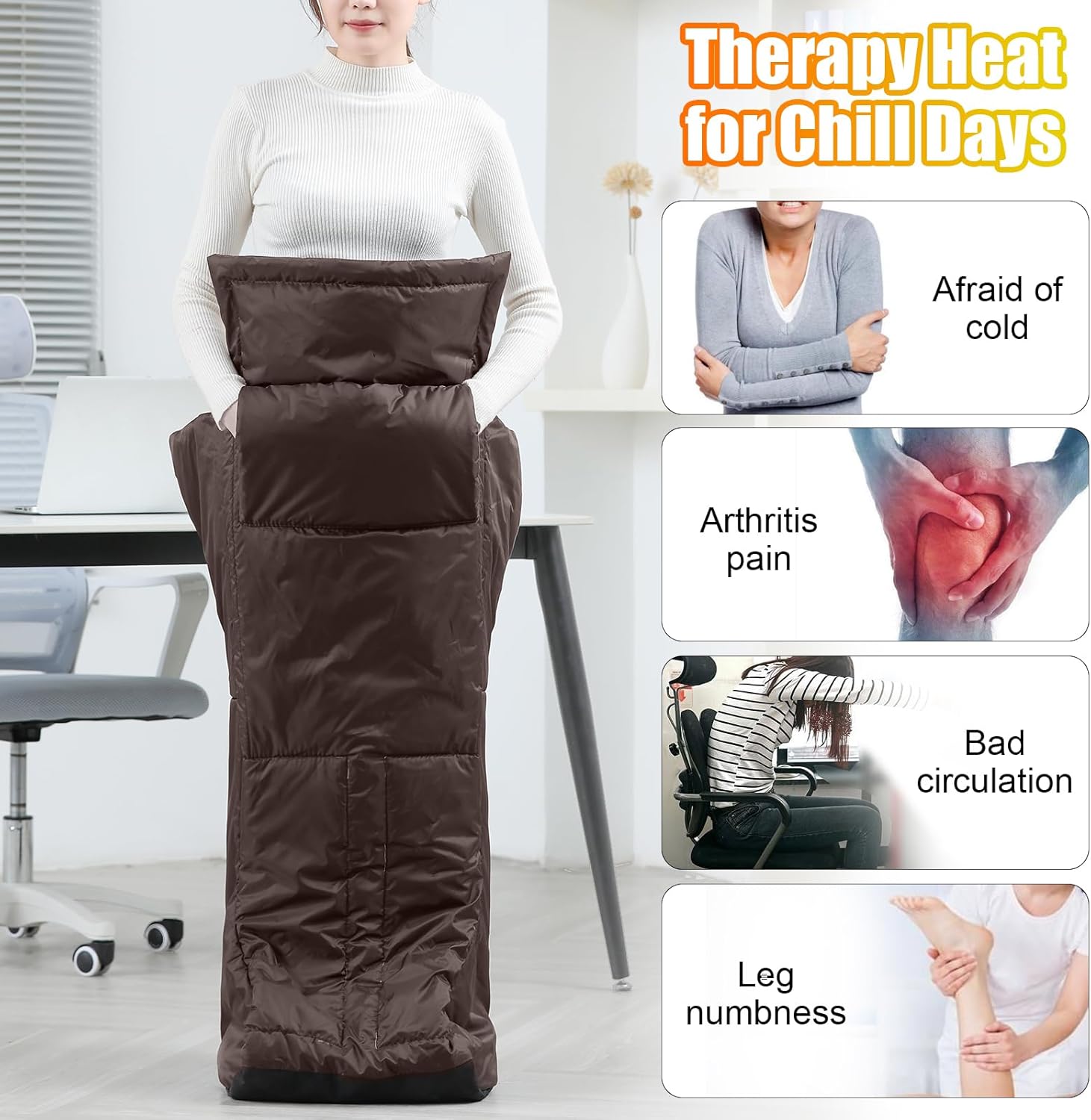 4-in-1 Heated Full Body Warmer for Office Home, Electic Hands Warmer Foot Warmer Knee Warmer Energy-Saving Large Thermal Heating Pad with 6 Heating Settings/Timer