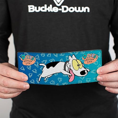 Miniatura 4 de Buckle-Down Billetera Nickelodeon para hombre, plegable, Rockos Modern Life Spunky Pose Logo Blues White, cuero vegano, 4.0 x 3.5 pulgadas, La vida