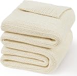 Guohaoi Knitted Weighted Blanket for Adults (Cream 48"x72" 10lbs) No Beads Cooling Throw Blanket for Hot Sleepers, Home Decor Breathable Chunky Knit Heavy Blanket Use on Full Size Bed