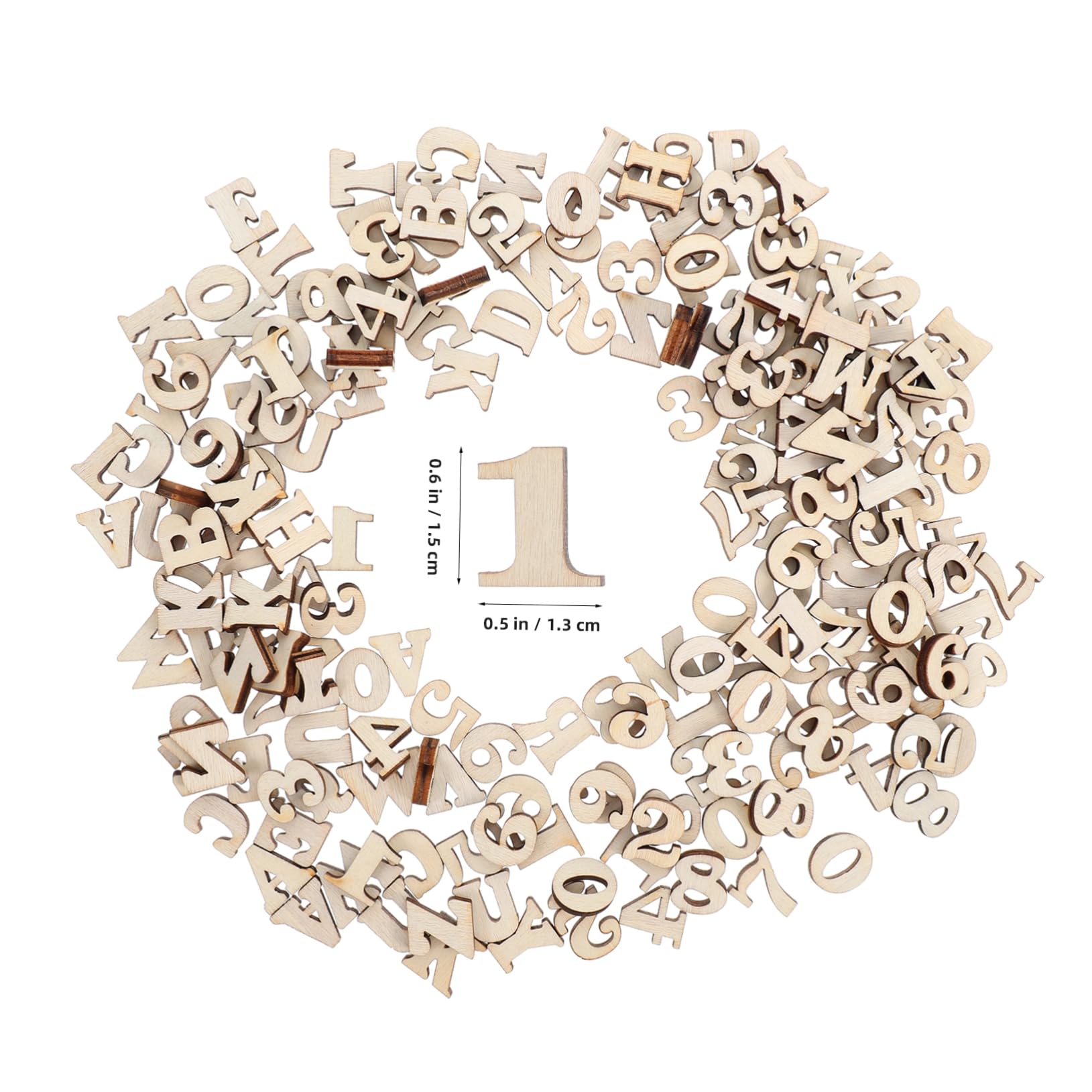 DOITOOL 200pcs Unfinished Letters Numbers for Crafts Early Learning Home Decor Durable Wood for Arts Projects Blank Wood Numbers Letters for Creative Wall Decorations