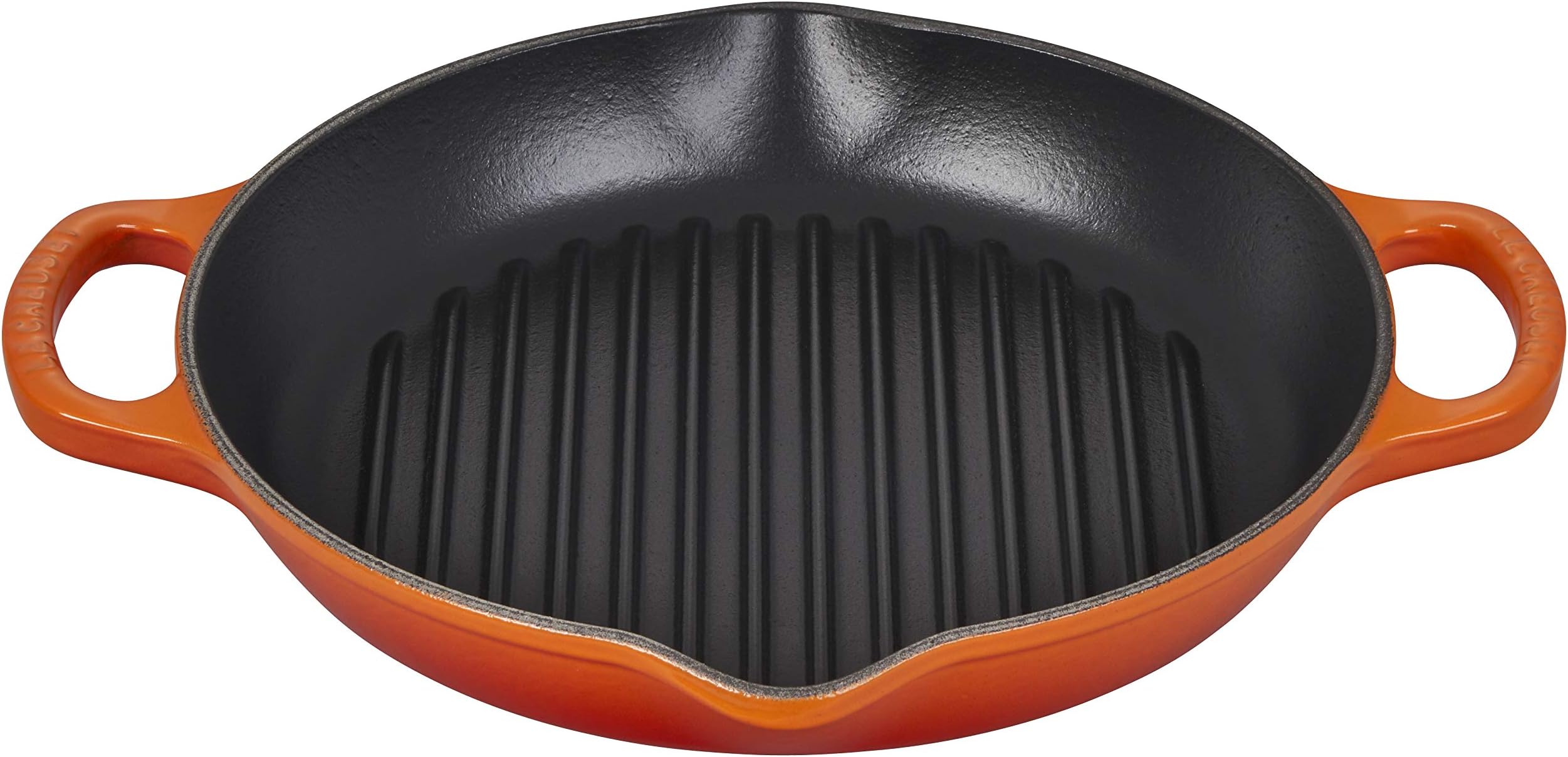 Le Creuset Enameled Cast Iron Signature Deep Round Grill, 9.75", Flame
