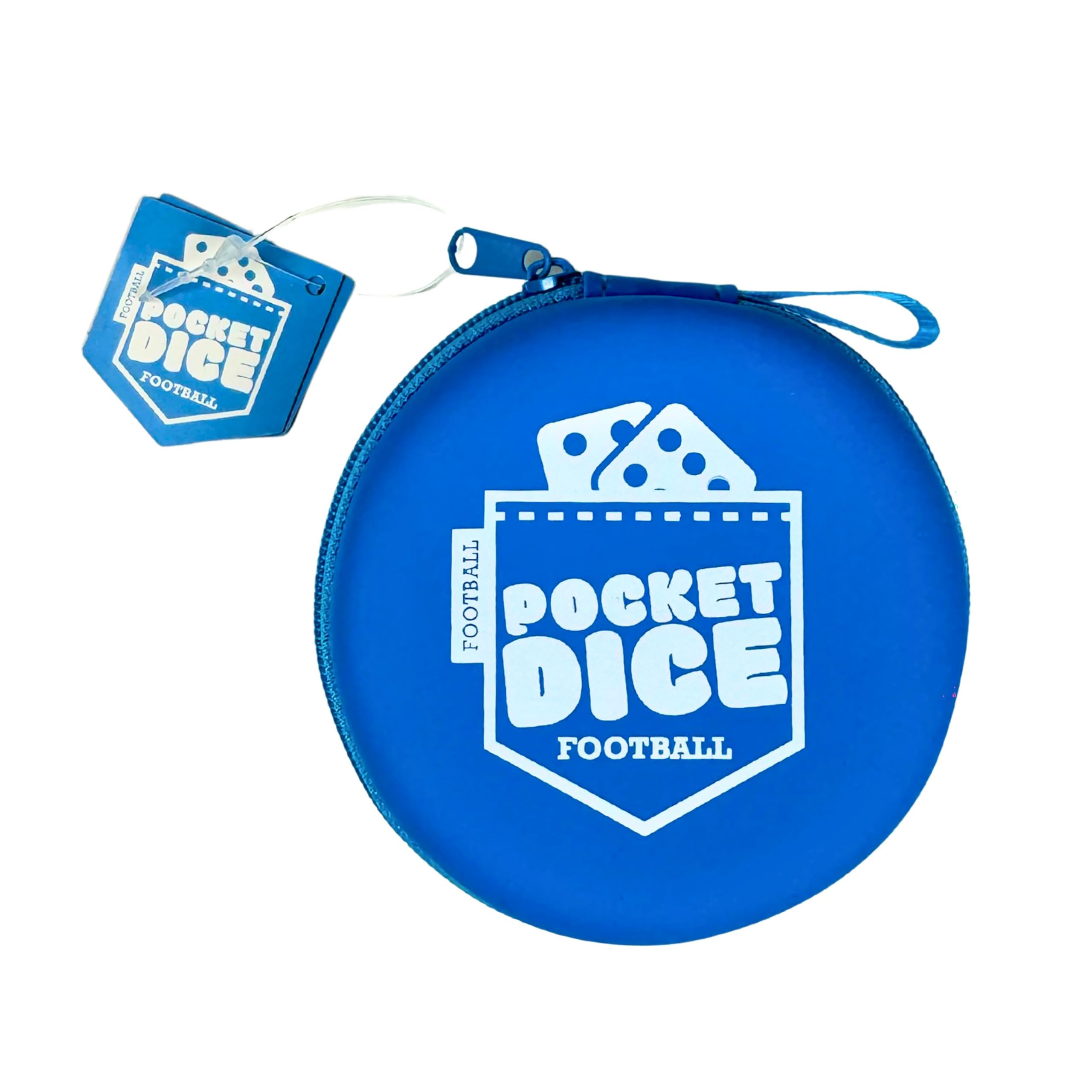 University Games Pocket Dice Football Dice Game, Portable Travel Game with 35 Tokens and 3 Dice, Blue, Ages 6+, 1+ Players