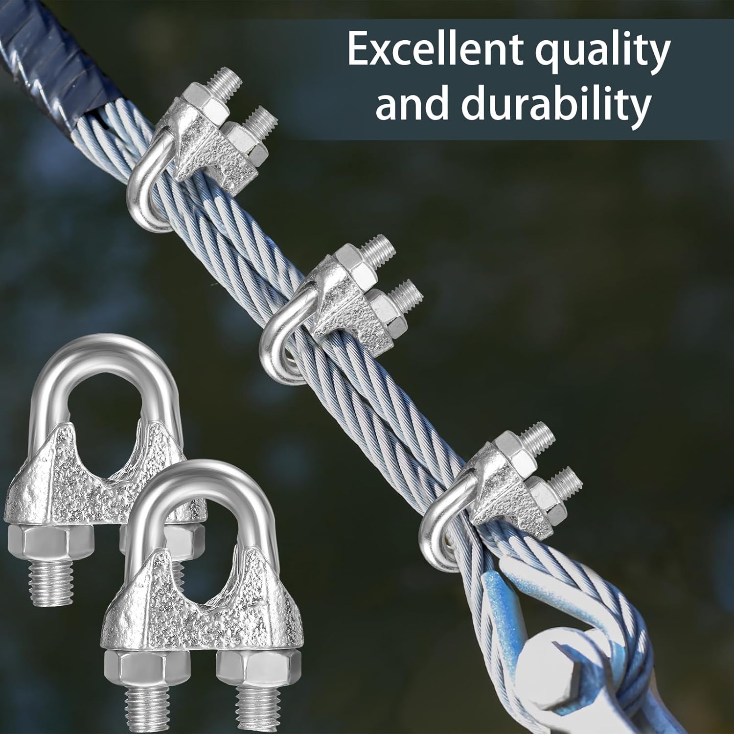Tandefio 25 Pcs M12 1/2" Wire Rope Clip U Bolt Saddle Fastener Clamp Zinc Plated Wire Rope Clips for Rigging and Cable
