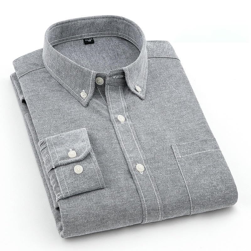 Camisa Oxford de estilo coreano transpirable y fácil de limpiar para hombre 7