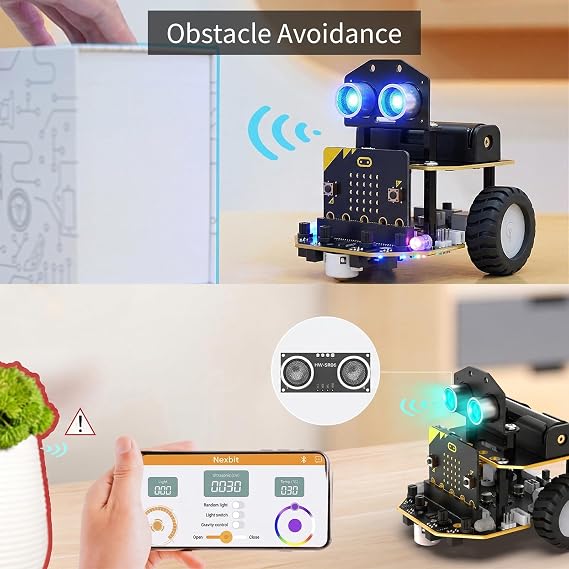 LewanSoul Microbit Smart Robot Kit, Programmable STEM Coding Car for Beginners & Teens 12+, DIY Robotics Engineering Set, Nexbit Starter Kit, No Micro:bit