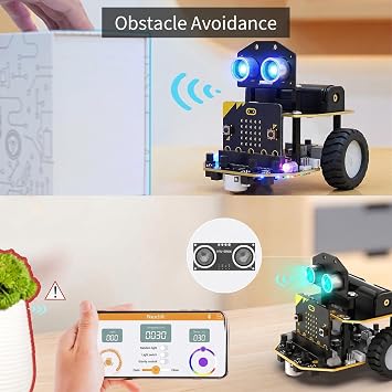 LewanSoul Microbit Smart Robot Kit, Programmable STEM Coding Car for Beginners & Teens 12+, DIY Robotics Engineering Set, Nexbit Starter Kit, No Micro:bit