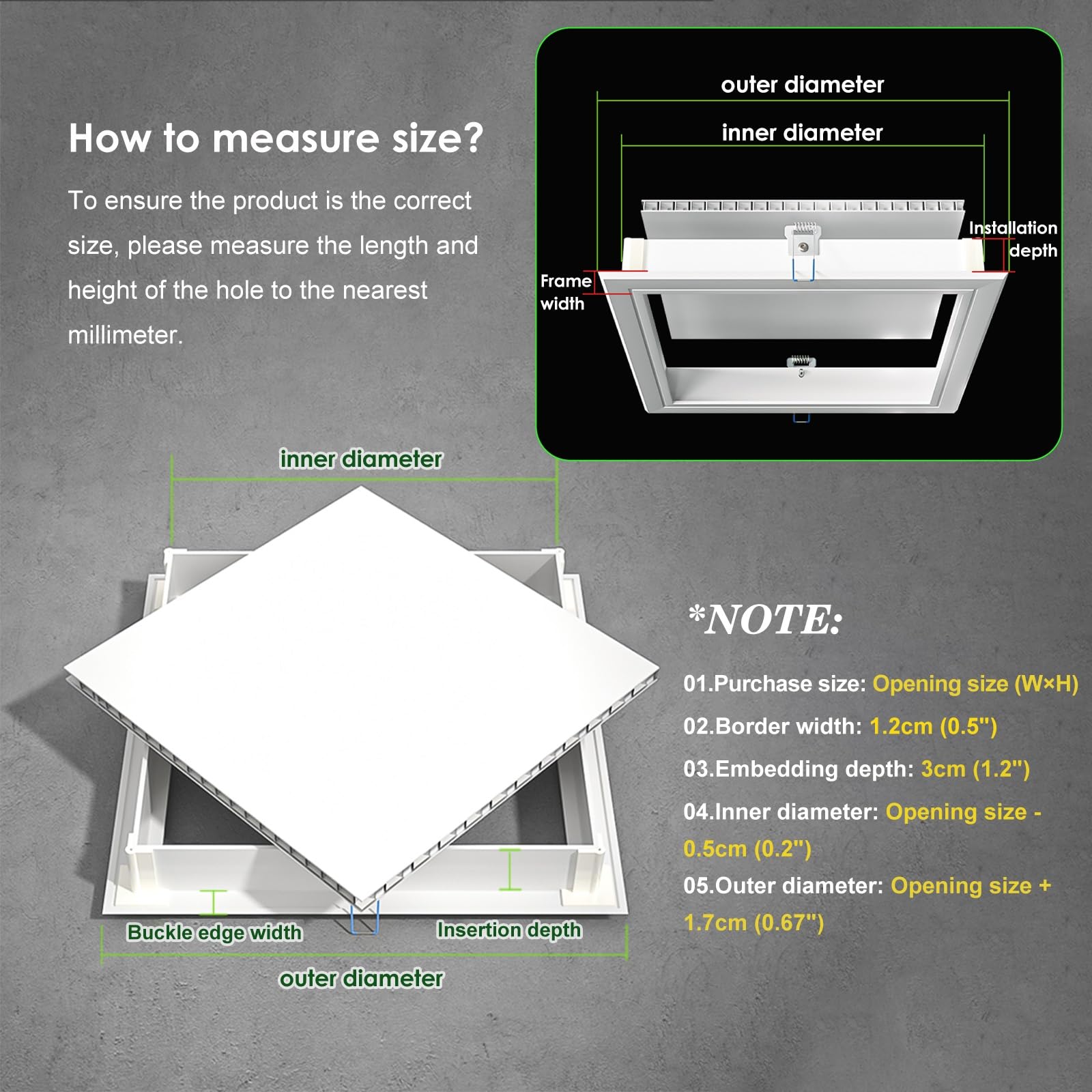 Trampilla De Mantenimiento De Techos,Tapa Registro Panel Acceso Para Rápido,Marco Plástico,panel Nido Abeja Aluminio,para Servicio Plomería Empotrada