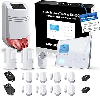 Safe2Home® SP210 WLAN Funk Alarmanlage Set kabellose Smart Home Alarmanlage mit App-Steuerung/SMS Anruf Funktion – inklusive Sensoren und Zubehör
