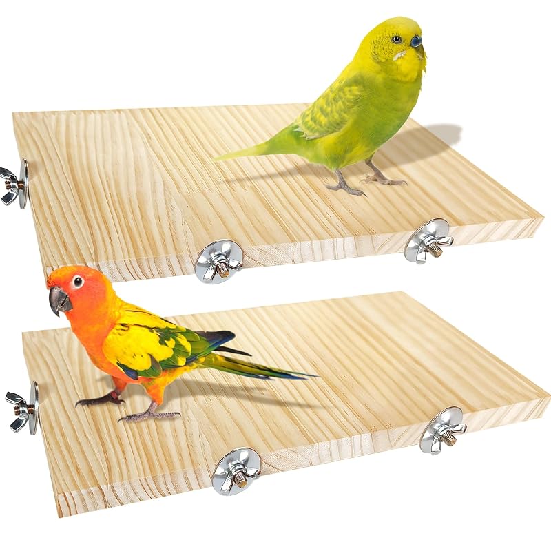 Poleiro plataforma de madeira para aves Arfubye CJ001, fixação de canto, 34,9 x 20,1 cm, pacote com 2