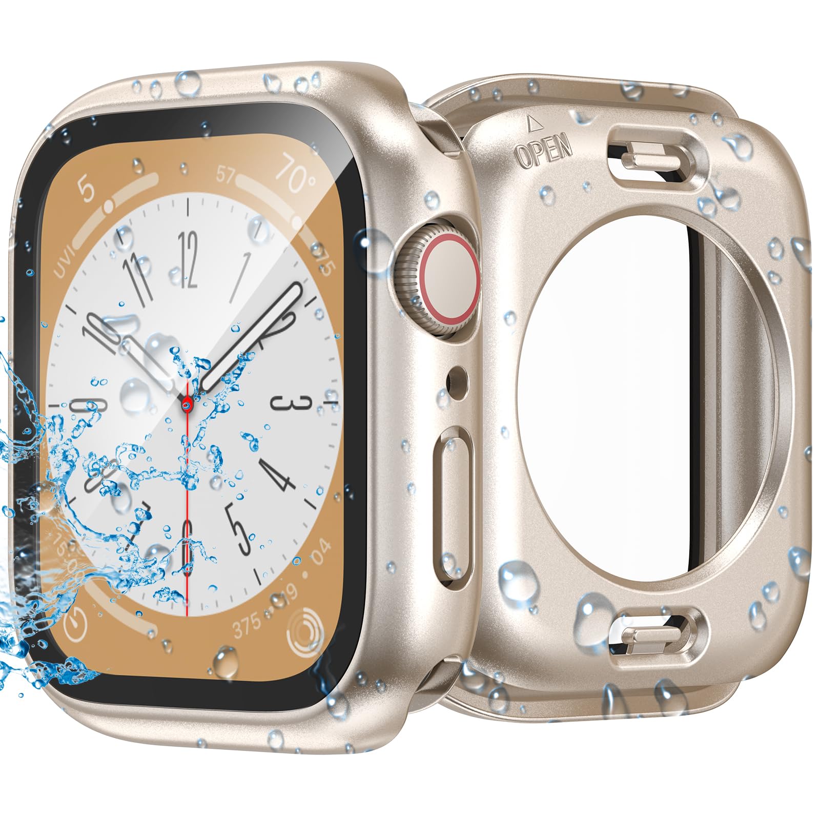 YIJDACASE [3 in 1] Waterproof Case for Apple Watch Series 9/8/7 41mm,Built-in Tempered Glass Screen Protector,360 Full Coverage PC Bumper,Sensitive