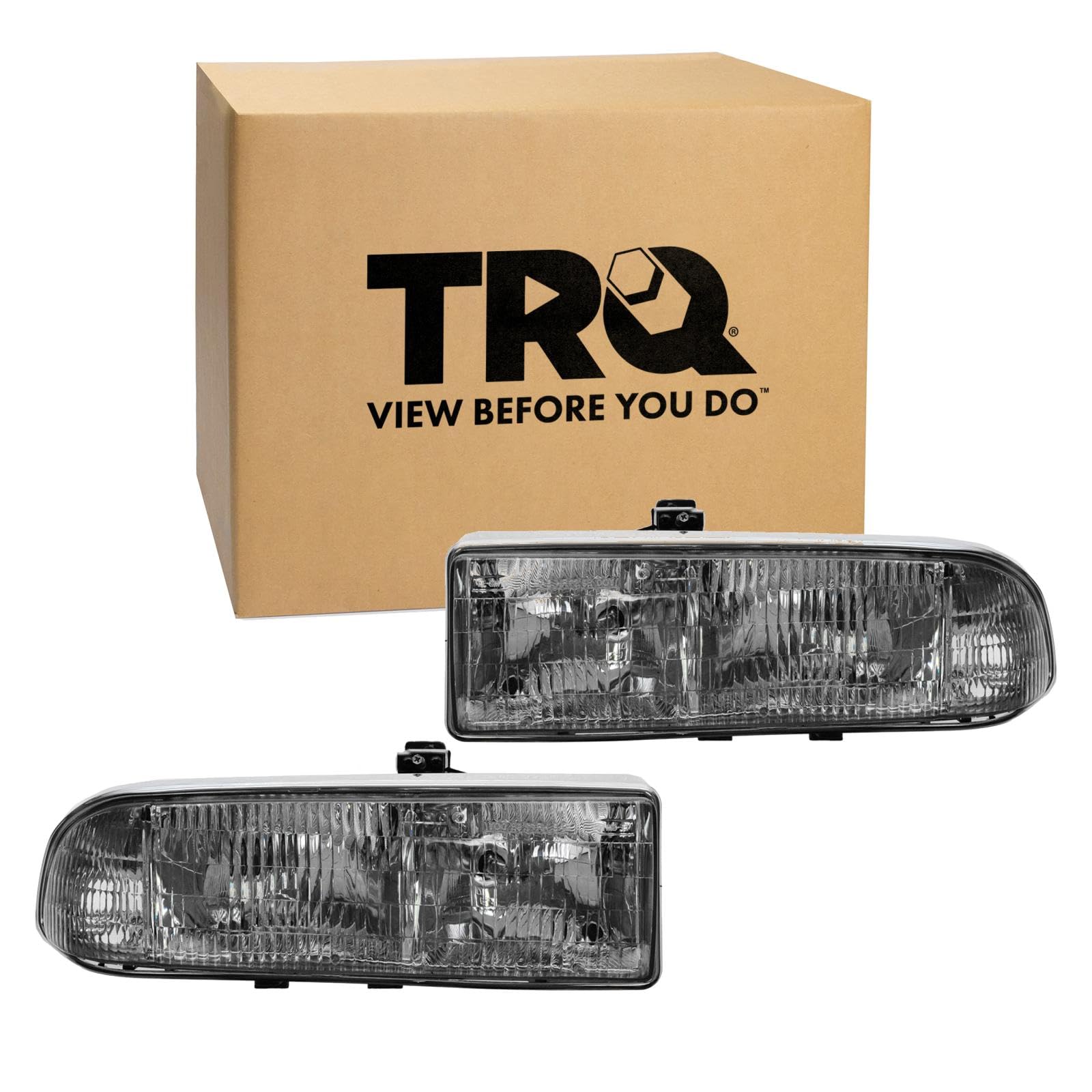 TRQ 2 Piece Headlight Assembly Set Driver &amp; Passenger Side Compatible with Chevrolet Chevy Blazer 1998-2005 S10 Pickup 1998-2004 GM2502172 GM2503172 16526217 16526218
