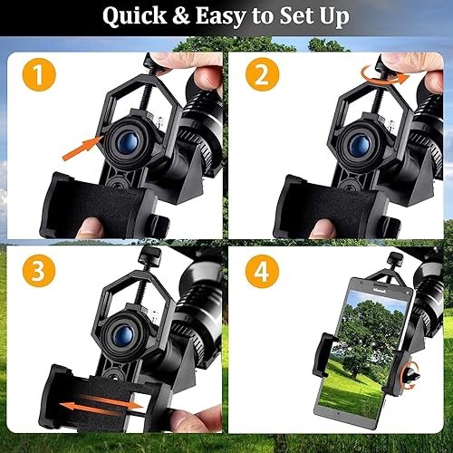 Miniatura 8 de Adaptador universal para teléfono celular, compatible con telescopio binocular monocular y microscopio para iPhone, Sony, Samsung, Moto Etc,