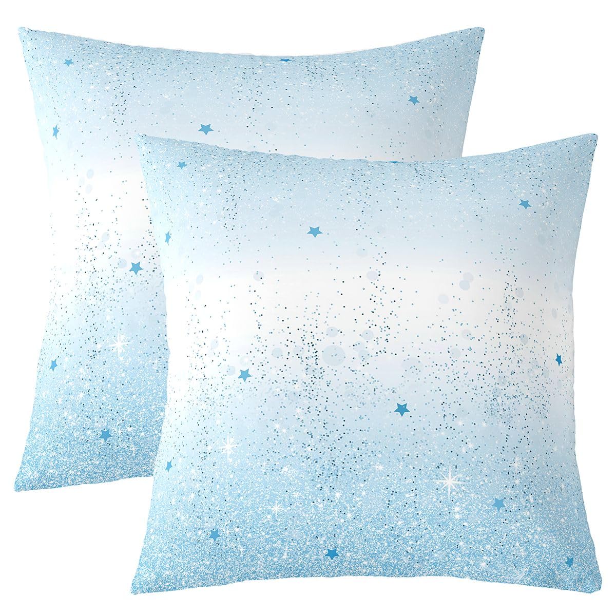 Housse d'oreiller girly mignon 60x60 bleu clair à paillettes pour fille