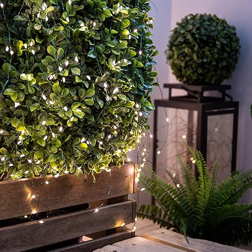 Miniatura 6 de RESNICE Cadena de luces LED para exteriores de 400 pies, impermeable, 1200 luces LED blancas cálidas, enchufe con control remoto, 8 modos para sala