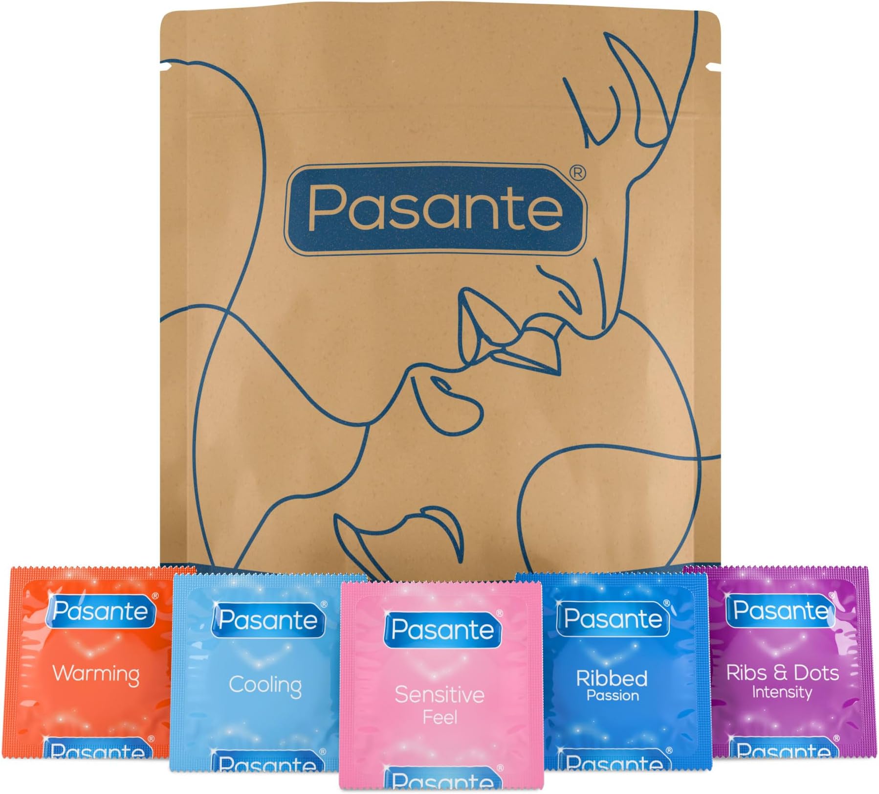 Pasante Mixed Standard Size Condoms | Pack of 20 | Supplied in Pasante Reusable Kraft Bag