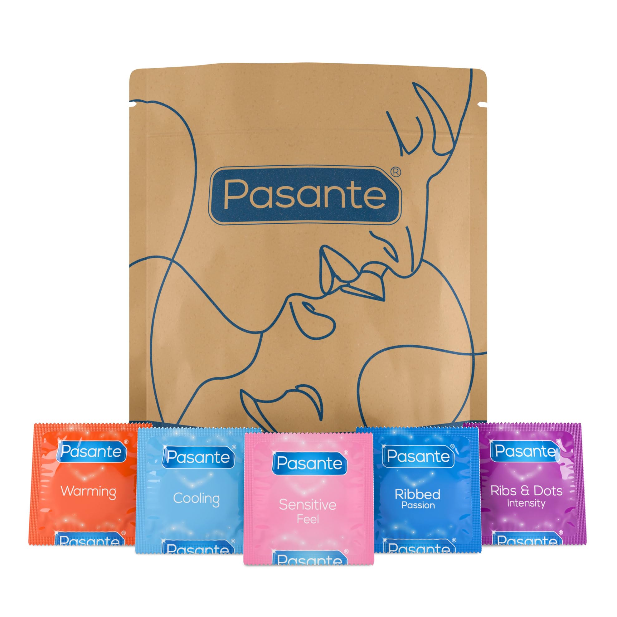 Pasante Mixed Standard Size Condoms | Pack of 20 | Supplied in Pasante Reusable Kraft Bag