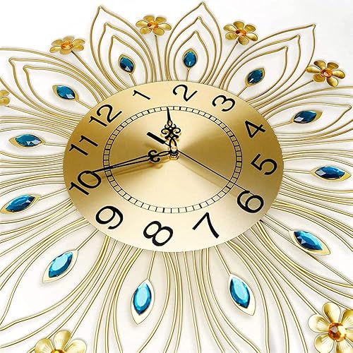 Miniatura 3 de Reloj de pared con forma de pavo real, de hierro forjado, silencioso, electrónico, de cuarzo, único, de metal, hueco, tallado, decoración, moderno,