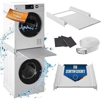 MEISTERWERK - Intermediate frame with pull-out shelf - (EU certified) connecting frame for washing machine and dryer - interm