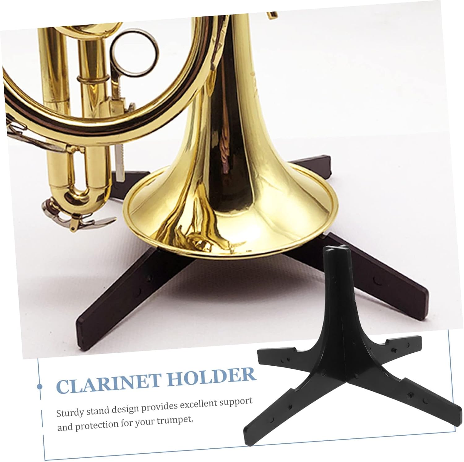 Toyvian Portable B Flat Trumpet Stand Musical Instrument Holder, Black image 5