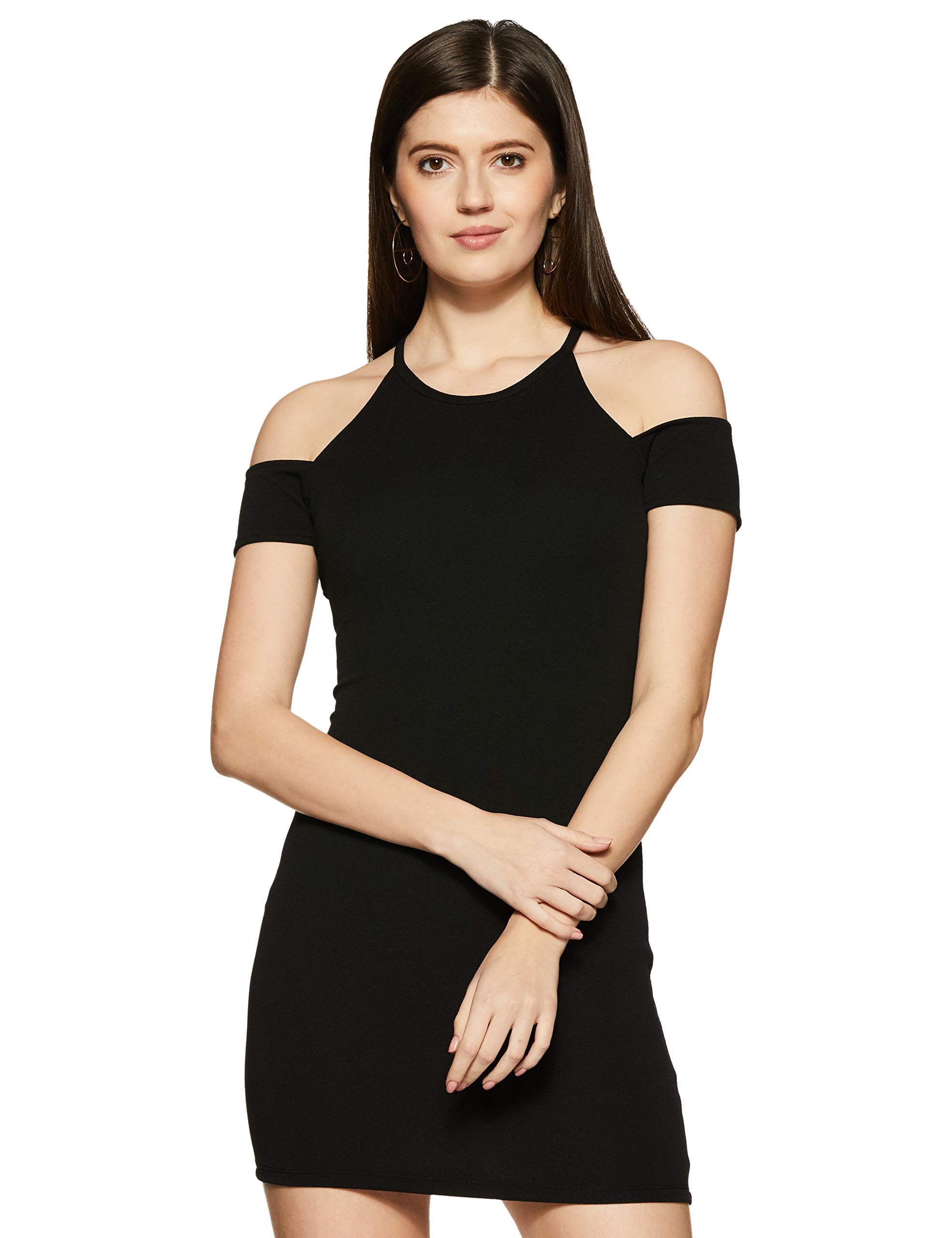 VeniVidiVici Women's Synthetic Body con Dress (VVV83408_Black_Small)