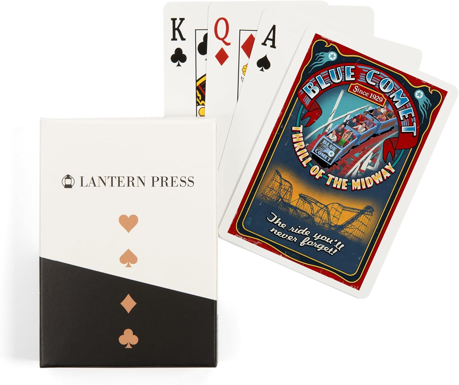 Lantern Press Roller Coaster, Vintage Sign, 52 Playing Cards for Adults, Poker Size Card Deck