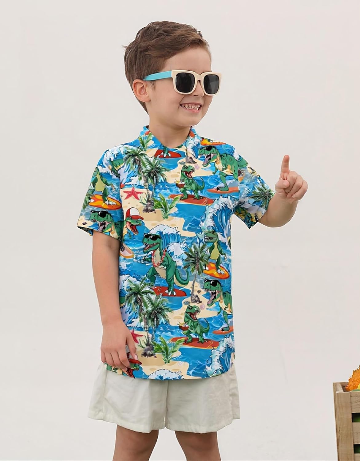 RAISEVERN 3-10T Boys Button Down Hawaiian Shirts Short Sleeve Cool Dress Shirt Tops - Image 2