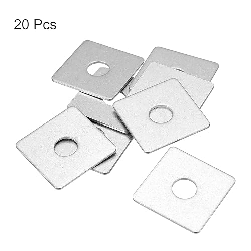 Miniatura 131 de uxcell Arandela cuadrada, 20 piezas M5x20x20x1.0.197 in 304 arandelas de placa cuadrada de acero inoxidable 304 Junta espaciadora de almohadilla