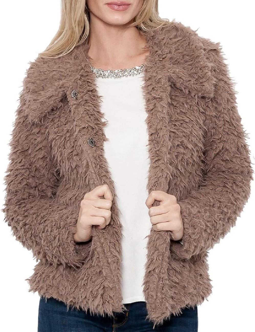 Love token faux fur jacket Clearance