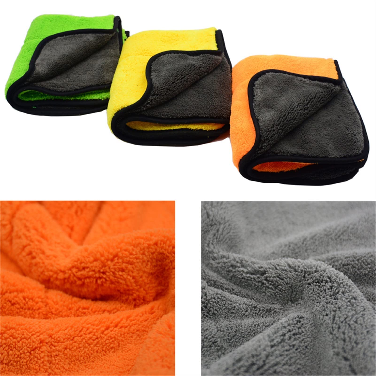 ACiyD 800GSM 45cmx38cm Superdicke Plüsch-Mikrofaser-Auto-Reinigungstücher Autopflege-Mikrofaser-Wachs-Poliertücher, weiche Qualität (Color : Orange) (Gelb, Orange, Grün, Grau)
