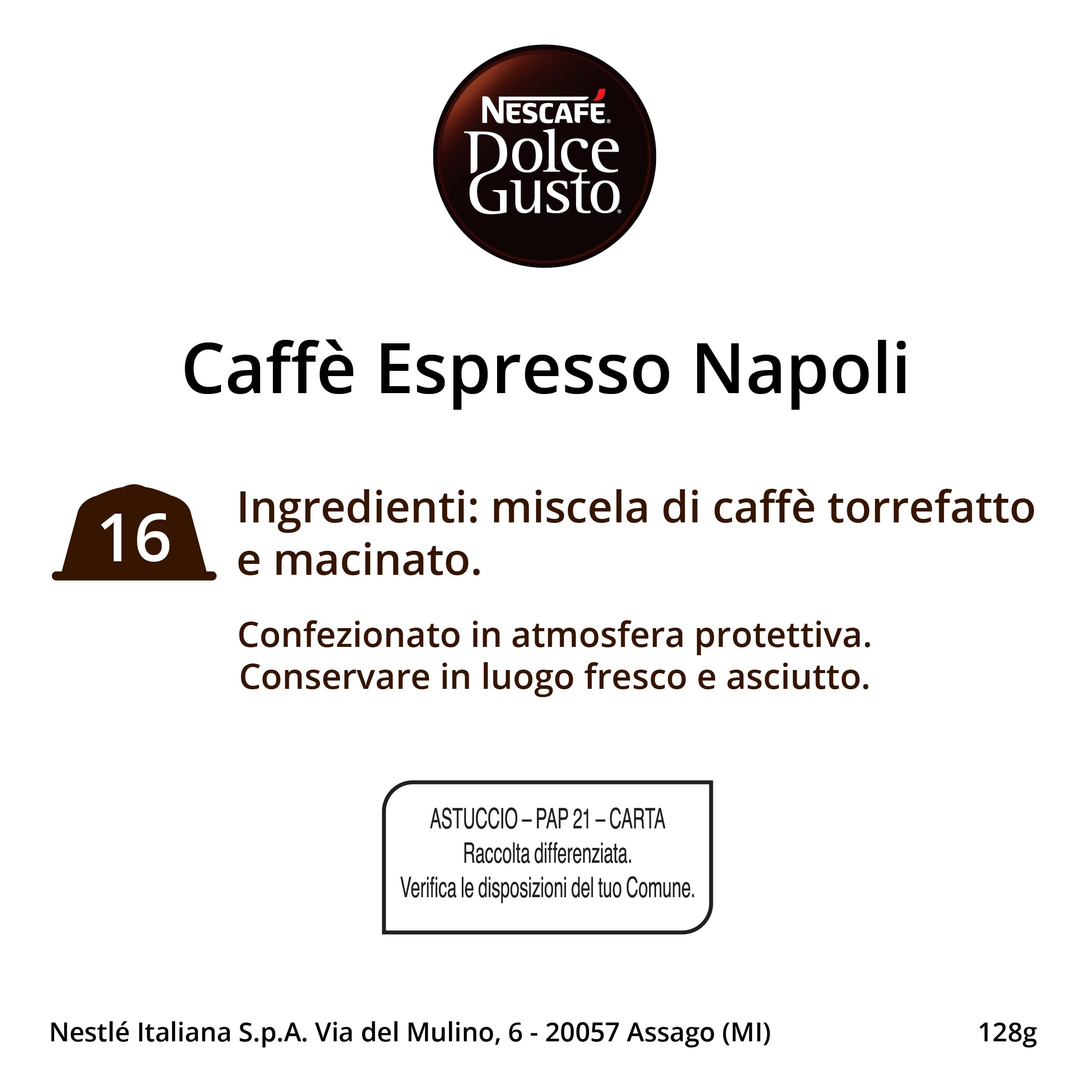 NESCAFÉ DOLCE GUSTO Espresso Napoli Caffè, 6 paquetes de 16 cápsulas (96 cápsulas compatibles con Nescafé Dolce Gusto)