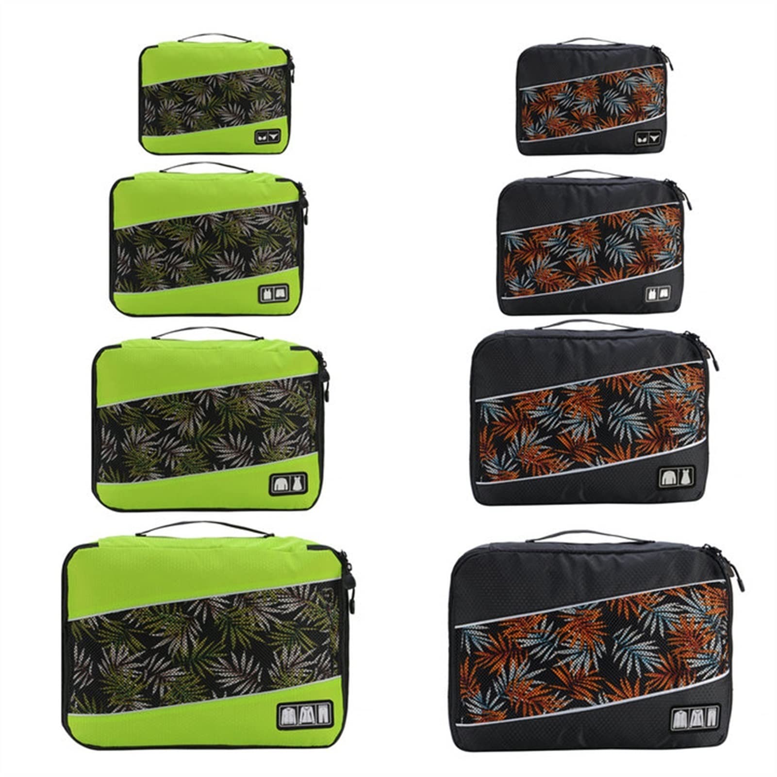 Bolsa de viaje duradera Poliéster masculino femenino 4/5/8 piezas Cubos de embalaje Organizador de equipaje de viaje Juego de cubos para accesorios de viaje (Color : Blue-5pcs) (Green4pcs+black4pcs)