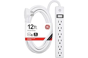 GE 6-Outlet Power Strip with 12ft Extension Cord