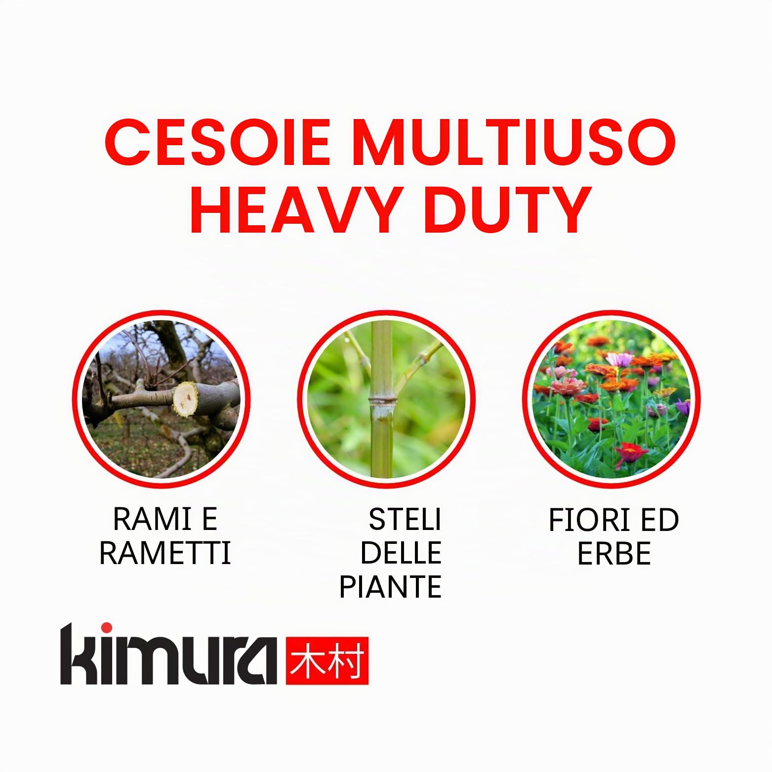 Kimura Garden Scissor Trimmer 8 pollici, [Fatto In Giappone], lama affilata in acciaio giapponese Yasugi, manici rivestiti in vinile antiscivolo, cesoie leggere, ergonomiche, bypass