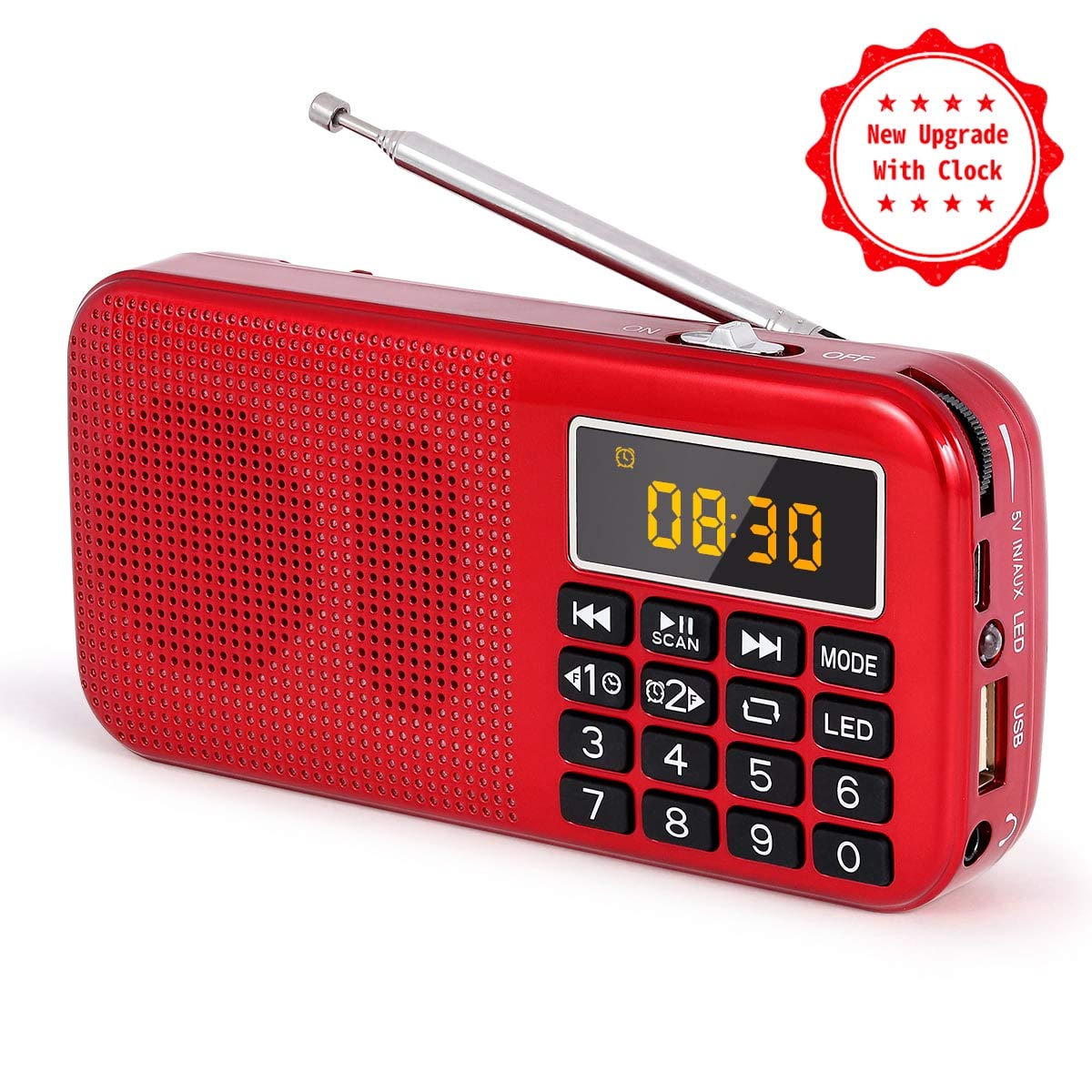 Buy PRUNUS J725 Rechargeable Radio Portable, FM Radio Alarm Clock